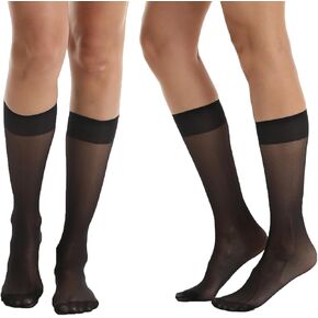 10 Pairs Sheer Knee High Stocking for Women Silky Toes Trouser Stocking Women Ultra Thin Over Calf Nylon Pantyhose Stocking