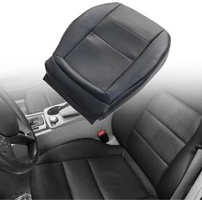 Black Leather Driver Side Bottom Replacement Seat Cover Compatible with Mercedes Benz C300 350 2008 2009 2010 2011 2012 2013 2014 2015