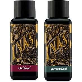Diamine Fountain Pen Ink 30ml Oxblood & Green Black - 2 Pack