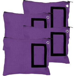 BankSupplies Canvas Zipper Bags | 12W x 9H | Set of 4 | Large Storage Bags | Grommet for Zip Tie & Padlock | 5W x 3H Framed Cardholder | Zipper Closure | Bank Bags