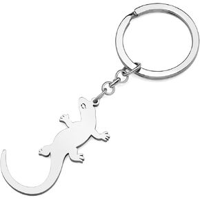 Fun Lizard Keychain Stainless Steel Cute Gecko Chameleon Charms Keyring Gifts for Women Girls Wallet Car Key Ornament