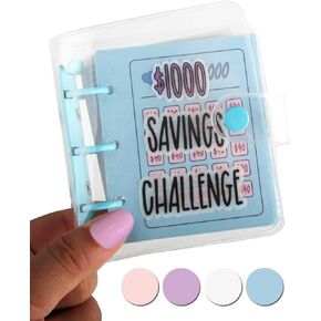 Mini Money Saving Binder, Save $1000 Envelopes Money Saving Challenge Book, Portable (Pink, 1)
