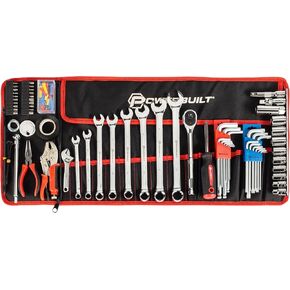 Powerbuilt 100 Piece Motorcycle Tool Kit with Roll Pouch, Roadside, Travel Wrenches, Ratchet, Sockets - 643028ECE