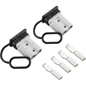 2PCS 4 Gauge 120 Amp Battery Quick Connectors with Handle, Jumper Cable Plug Connect/Disconnect for Recovery Winch, Towing Systems(Gray)…