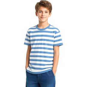 Boys Tshirt Striped, Short Sleeve Tee Shirts, Kids Crewneck T Shirt Cotton Stripe Tee