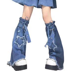 Kawaii Leg Warmer for Women Cute Leg Sleeve Girls Denim Jean Warmer Kawaii Japanese A-word 20 inches