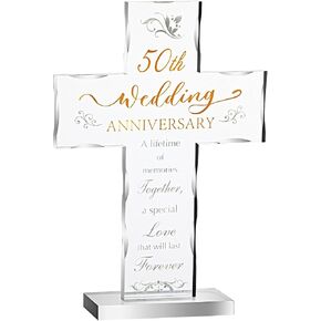 50th Anniversary Wedding Acrylic Standing Cross 50 Year Anniversary for Couple Husband Wife Parents Religious 50 Year Anniversary of Marriage Happy Anniversary Cross Keepsake in Saudi Arabia