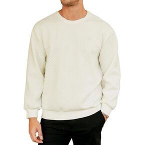 Hardaddy Men's Casual Crewneck Sweatshirt Geometric Texture Shirts Long Sleeve Solid Pullover Tops in Kuwait