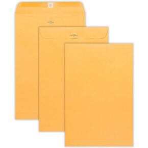 EnDoc 10 x 15 Clasp Envelopes - 10 Pack Brown Kraft Catalog Mailing Gummed Seal Envelope - 28lb Heavyweight 10x15 Inches Manila Envelopes for Home, Office, Business, Legal or School