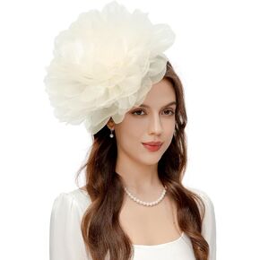 BABEYOND Fascinators Hats for Women - Tea Party Kentucky Fascinator Derby Hat Mesh Flower Fluffy Headband with Hair Clip Pink