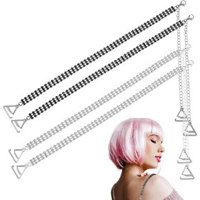 Women's Non-Slip Lingerie Straps, 2 Pairs Rhinestone Bra Strap Adjustable Rhinestone Bra Belt Non-Skid Invisible Shoulder Strap for Bra Tops Dress Women Girls, Silver+Black