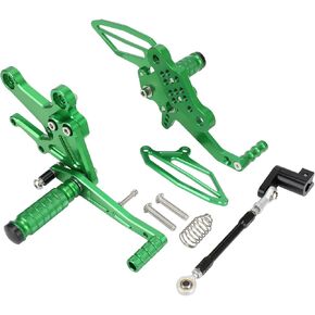 Motorcycle Rearsets CNC Rear Sets Foot Pegs for Ninja 400 2018-2023/Z400 2019-2023 - Green