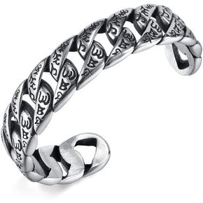 Om Mani Padme Hum Bangle, Tibetan Healing Bracelet Stainless Steel, Yoga Cuff Bangle for Yoga Prayer
