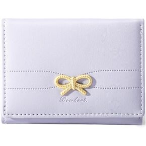 Cute Wallet Coquette Bow Small Wallet Tri-folded Aesthetic Bifold RFID Blocking Card Holder Leather Mini Short Coin Purse with ID Window for Women Girls Ladies -Pink