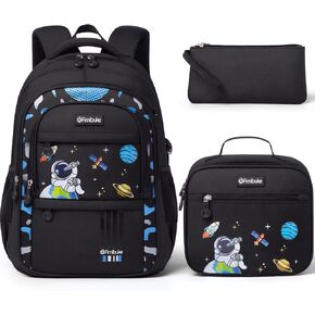 Fimibuke Kids Backpack for School Boys - 3 PCS Waterproof Teen Boy Backpack with Lunch Box & Pencil Pouch Set, School Bag Bookbag Daypack for Kindergarten Elementary Middle School, Age 5+(Dinosaur)