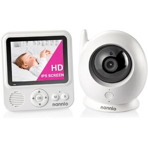 شاشات فيديو للأطفال من nannio Baby Monitor Hero2 مع كاميرا وصوت، محادثة ثنائية الاتجاه، رؤية ليلية تلقائية، تنشيط صوتي، 5 تهويدات، نطاق 985 قدمًا، عمر بطارية طويل، هدايا للأطفال، ضمان لمدة عامين