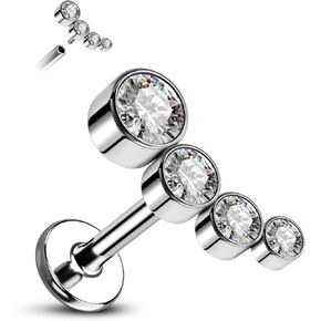 Minimalist G23 Solid Titanium Cartilage Earrings Stud 16G Internally Threaded Tragus Helix Earrings for Women Flat Back Conch Helix Piercing Jewelry