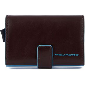 PIQUADRO Single Metal and Leather Credit Card Holder