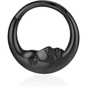 G23 Titanium Septum Nose Ring Moon Shape Hinged Clicker Dainty Cartilage Helix Daith Earrings Nose Piercing Jewelry