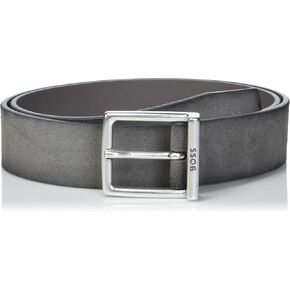 BOSS Men's Soft Suede Calf Leather Square Buckle Belt