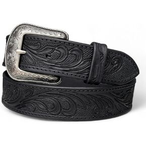Western Belt for Men 1.5" Wide Full Grain One Piece Leather Belt with Buckle Handmade Engraved Tooled