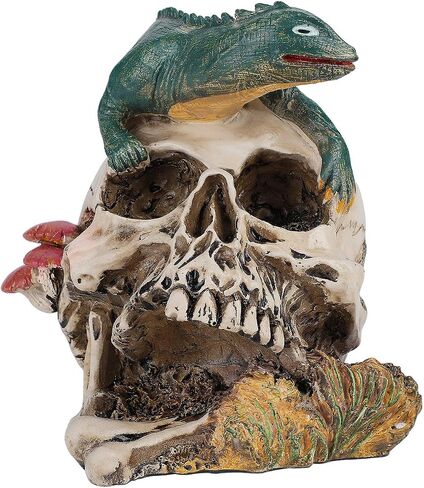 Halloween Skeleton Head Horror Lizard Statue Head Skulls Figurine Resin Skull Head Realistic Skeleton Skull Statue Figurine Outdoor Graveyard Decor Halloween Skull Statue Gothic Car Home Decoration in Saudi Arabia