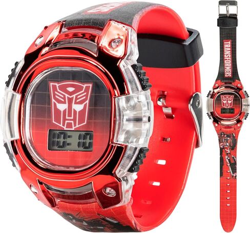 Transformers Kids Watch – LCD Display, Metallic Bezel, Adjustable Comfortable Strap, Collectible Tin – Perfect for Boys and Girls in Saudi Arabia