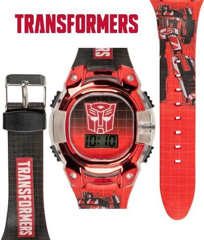 Transformers Kids Watch – LCD Display, Metallic Bezel, Adjustable Comfortable Strap, Collectible Tin – Perfect for Boys and Girls in Saudi Arabia