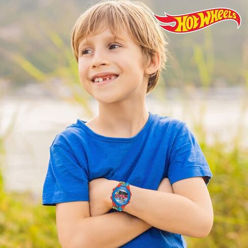 Hot Wheels Kids Watch – Rotating Dial Lights, LCD Display, Adjustable Comfortable Strap, Collectible Tin – Perfect for Boys and Girls in Saudi Arabia