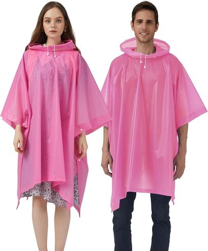 Rain Ponchos for Adults, 2 Pack Raincoats Jacket Reusbale with Drawstring Hood Sleeves for Women Men in Saudi Arabia