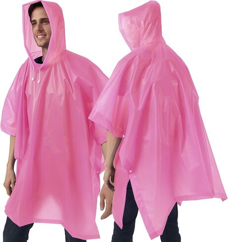 Rain Ponchos for Adults, 2 Pack Raincoats Jacket Reusbale with Drawstring Hood Sleeves for Women Men in Saudi Arabia