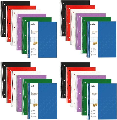ViVin Spiral Notebooks 6 Pack, 1 Subject, 8.5" x 10.5", College Ruled, 100 Sheets, Plastic Cover, Movable Pocket Divider, Assorted 6 Colors in Saudi Arabia
