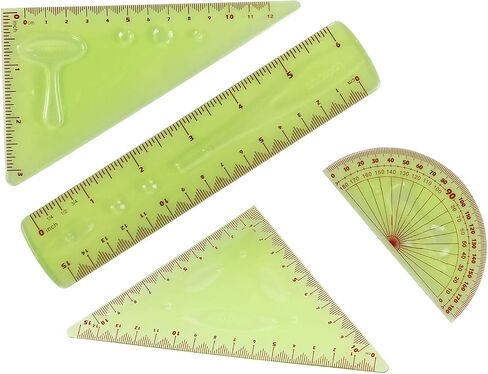 Soft Flexible Rulers 6-Inch, Flexible Protractor, 2 Flexible Triangle and 1 Flexible Wave, 5 in 1 Pack, School Supplies, Purple in Saudi Arabia
