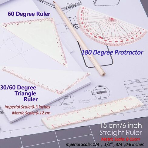 Soft Flexible Rulers 6-Inch, Flexible Protractor, 2 Flexible Triangle and 1 Flexible Wave, 5 in 1 Pack, School Supplies, Purple in Saudi Arabia
