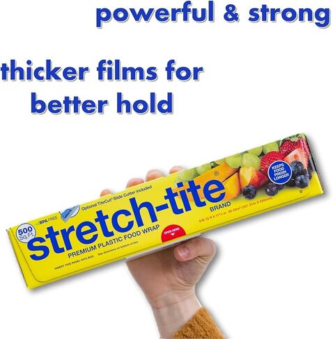 Stretch Tite Premium Plastic Food Storage Wrap with Slide Cutter, Self-Sealing and Thicker (250 sq ft, Pack of 1) in Saudi Arabia