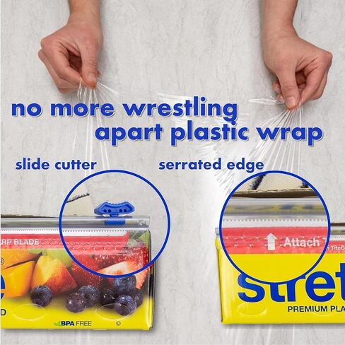 Stretch Tite Premium Plastic Food Storage Wrap with Slide Cutter, Self-Sealing and Thicker (250 sq ft, Pack of 1) in Saudi Arabia
