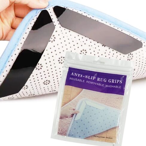 12 قطعة من شريط البساط الأسود المعيني، مقابض قابلة لإعادة الاستخدام وقابلة للغسل للسجاد، وسادات سجاد مزدوجة الجوانب غير قابلة للانزلاق للأرضيات الصلبة، سدادات سجاد لمنع الانزلاق ومنع تجاعيد السجاد in Kuwait