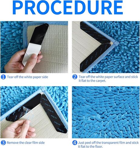 12 قطعة من شريط البساط الأسود المعيني، مقابض قابلة لإعادة الاستخدام وقابلة للغسل للسجاد، وسادات سجاد مزدوجة الجوانب غير قابلة للانزلاق للأرضيات الصلبة، سدادات سجاد لمنع الانزلاق ومنع تجاعيد السجاد in Kuwait