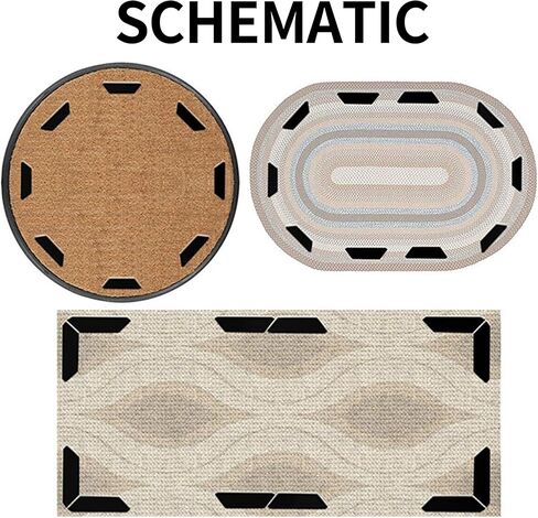 12 قطعة من شريط البساط الأسود المعيني، مقابض قابلة لإعادة الاستخدام وقابلة للغسل للسجاد، وسادات سجاد مزدوجة الجوانب غير قابلة للانزلاق للأرضيات الصلبة، سدادات سجاد لمنع الانزلاق ومنع تجاعيد السجاد in Kuwait