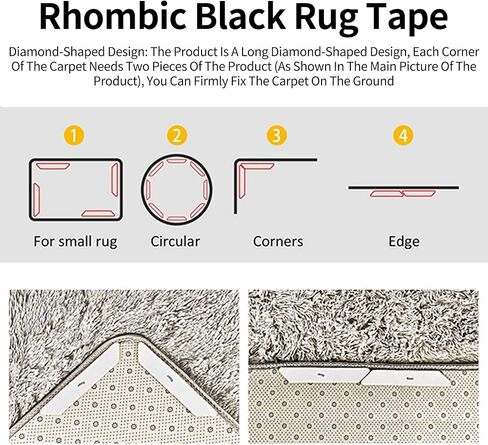 12 قطعة من شريط البساط الأسود المعيني، مقابض قابلة لإعادة الاستخدام وقابلة للغسل للسجاد، وسادات سجاد مزدوجة الجوانب غير قابلة للانزلاق للأرضيات الصلبة، سدادات سجاد لمنع الانزلاق ومنع تجاعيد السجاد in Kuwait