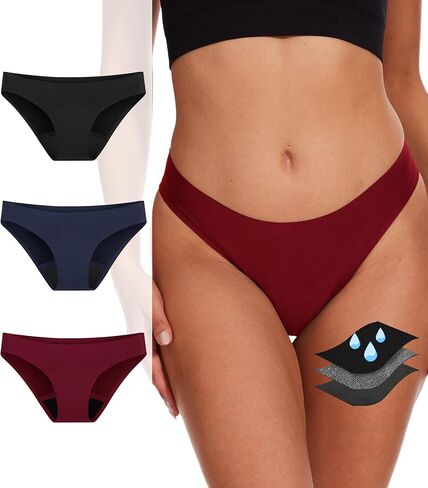 ملابس داخلية نسائية للدورة الشهرية، سراويل داخلية بيكيني مانعة للتسرب بعد الولادة بدون خياطة للتدفق الثقيل، 3 قطع in Kuwait