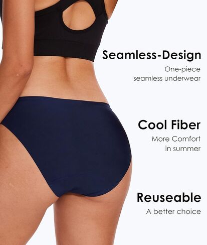 ملابس داخلية نسائية للدورة الشهرية، سراويل داخلية بيكيني مانعة للتسرب بعد الولادة بدون خياطة للتدفق الثقيل، 3 قطع in Kuwait