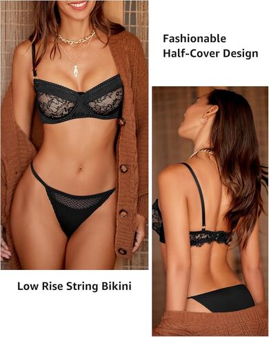 LEVAO Cotton Underwear for Women Sexy String Bikini Panties Lace Cut Out Underwear Stretch Ladies Cheeky Briefs 6 Pack S-XL in Saudi Arabia