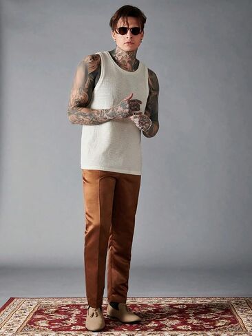 Verdusa Men's Waffle Knit Tank Top Round Neck Sleeveless Shirts in Saudi Arabia