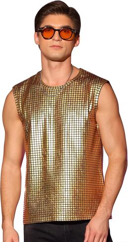 Lars Amadeus Metallic Tank Top for Men's Sleeveless Party Club Shining Vest in Saudi Arabia