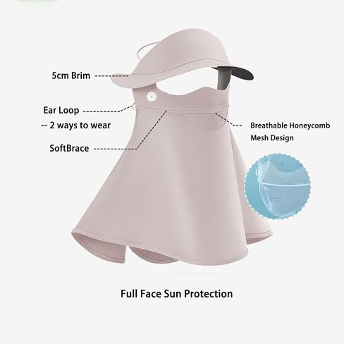 Sun Protection Face Mask, Ice Silk Neck Gaiter, Face Cover, Sun Protection Cap with Earloop for Outdoor Activities in Saudi Arabia