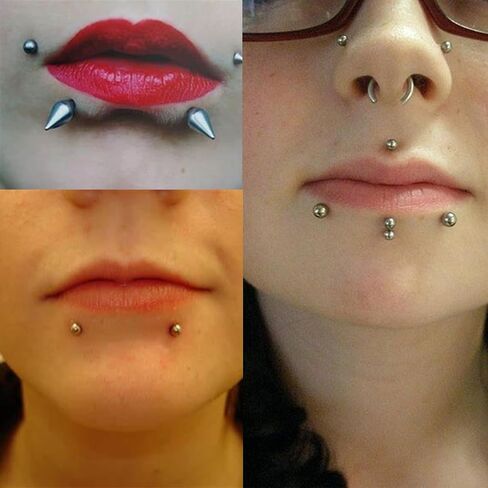 Longita Fake Lip Ring Fake Lip Piercing Fake Piercings Ball Spike Fake Nose Ring Hoop Fake Face Piercing Fake Nose Stud Stick on Fake Bridge Eyebrow Piercing Fake Eyebrow Ring Silver Gold Black in Saudi Arabia