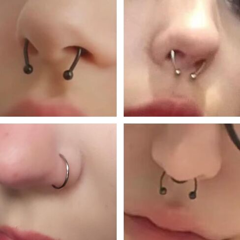 20Pcs Women Men Fake Piering Nose Ring Fashion Punk Faux Non Piercing Nose Clip Stainless Steel Perforation Nasal Septum Body Jewelry in Saudi Arabia