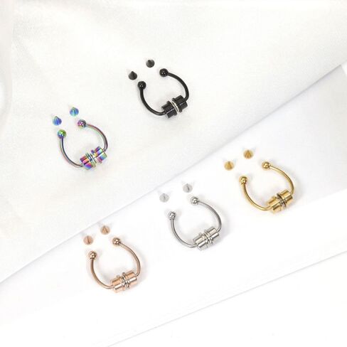 20Pcs Women Men Fake Piering Nose Ring Fashion Punk Faux Non Piercing Nose Clip Stainless Steel Perforation Nasal Septum Body Jewelry in Saudi Arabia