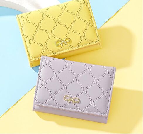 Cute Wallet Coquette Bow Small Wallet Tri-folded Aesthetic Bifold RFID Blocking Card Holder Leather Mini Short Coin Purse with ID Window for Women Girls Ladies -Pink in Saudi Arabia